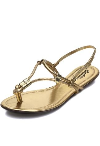 Rasteira DAFITI SHOES Tiras Dourada - Compre Agora