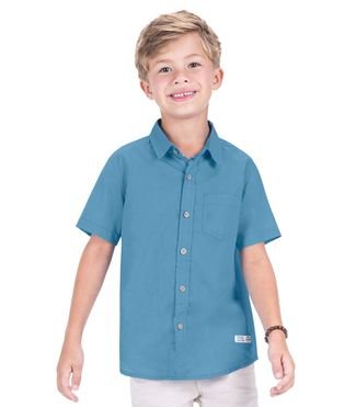 Camisa Infantil Masculina Em Popeline Trick Nick Azul