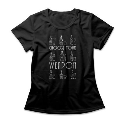 Camiseta Feminina Drinking Weapons - Preto - Marca Studio Geek 