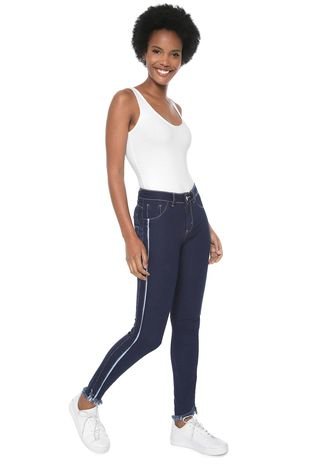 Calça Jeans GRIFLE COMPANY Skinny Listras Azul-marinho