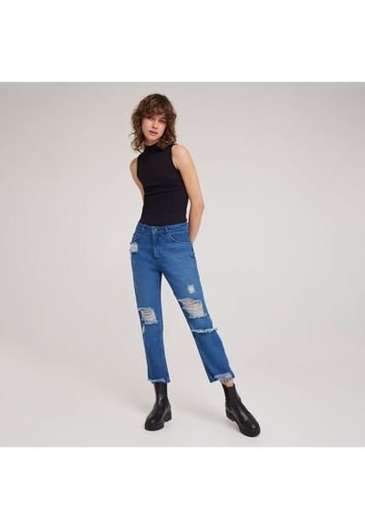 Jean Mujer Ostu Straight Azul Algod n Compra Ahora Dafiti Colombia