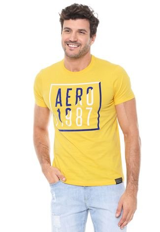 Camiseta Aeropostale Lettering Amarela