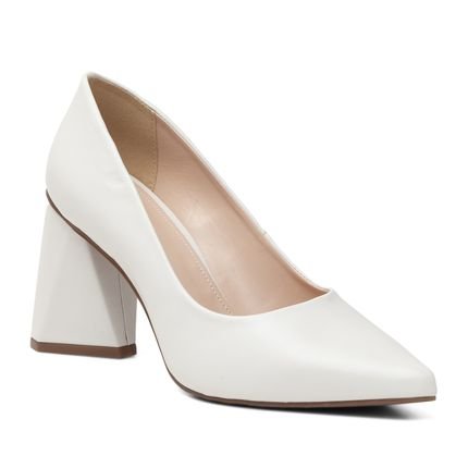 Scarpin Salto Grosso Off White - Marca Duda Machado