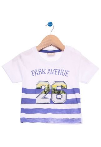 Camiseta Manga Curta Bebê Milon Park Avenue Estampada Branco