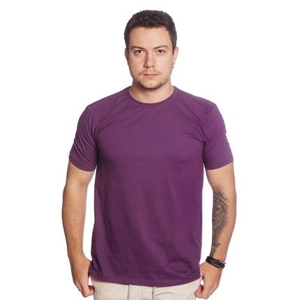 Camiseta Masculina Básica Lisa em Algodão Roxa - Marca CEICI