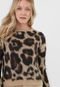 Suéter Only Tricot Animal Print Bege - Marca Only