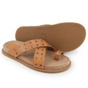 Sandália Papete Feminina Strass Furado Flatform em Couro Maria Paula Terra Cota - Marca MARIA PAULA