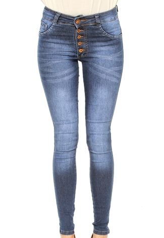 Calça Jeans Biotipo Skinny Botões Azul