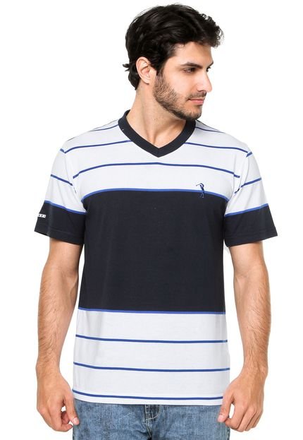 Camiseta Manga Curta Aleatory Listras Azul-Marinho/Branco - Marca Aleatory