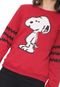 Moletom Flanelado Fechado Cativa Snoopy Estampado Paetês Vermelho - Marca Cativa Snoopy