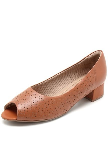 Peep Toe Piccadilly Perfuros Caramelo - Marca Piccadilly