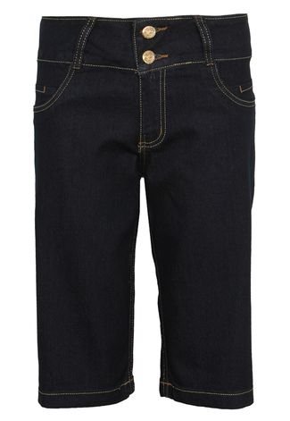 Bermuda Jeans Biotipo Reta Cintura Alta Azul-Marinho