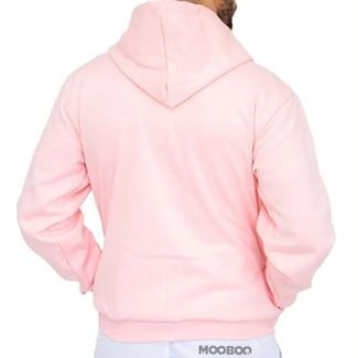 Moletom Algodão Moleton Canguru feminino Casaco Aberto Liso Masculino Unissex Blusa de Frio Mooboo com ziper rosa claro bebe