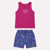 Conjunto Infantil Menina em Meia Malha Kyly Rosa - Marca Kyly