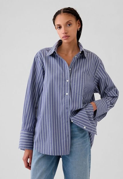 Camisa GAP Reta Alongada Listrada Azul - Marca GAP