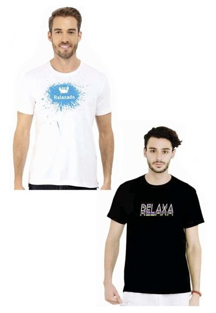Kit Camiseta Manga Curta Relaxado AX Branco/Preto - Marca Relaxado