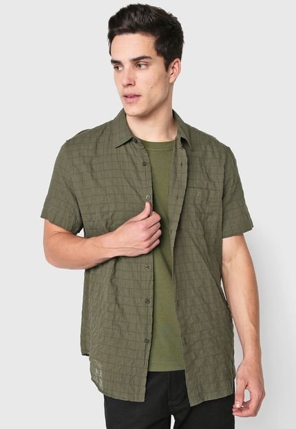 Camisa Osklen Reta Wrinkled Grid Verde - Marca Osklen