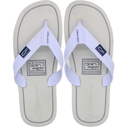 Chinelo de Dedo Danper Tira Larga Macio Logo Masculino Danper Branco - Marca Danper