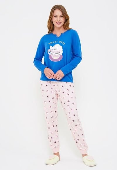 Pijama Print Animales Mujer Azul Fashions Park Compra Ahora