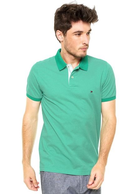 Camisa Polo Tommy Hilfiger Padronagem Verde - Marca Tommy Hilfiger
