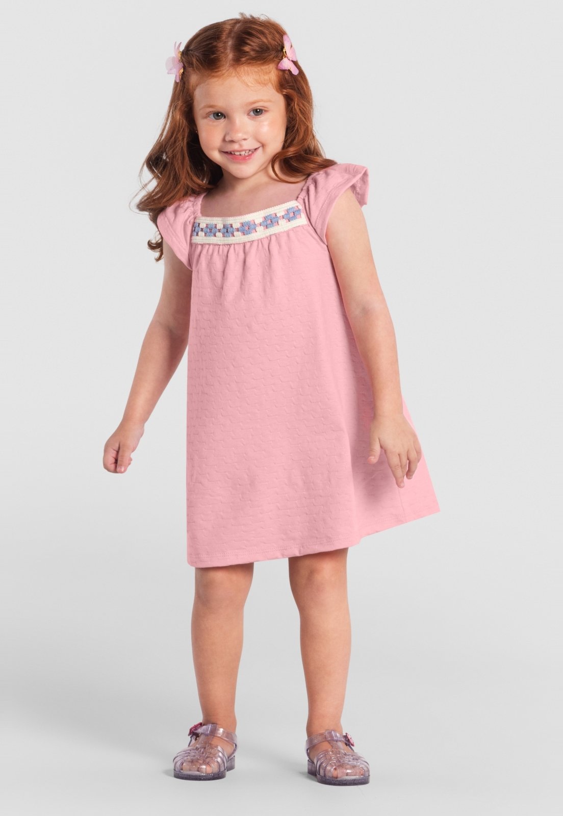 Vestido infantil menina em malha texturizada Brandili - Marca Brandili