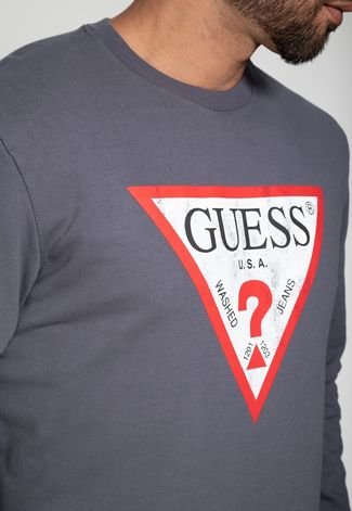 Blusa de Moletom Logo Desgastado Guess