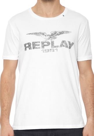 Camiseta Replay Estampada Branca