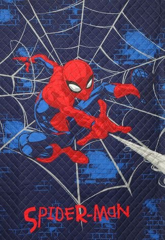 Colcha Solteiro Lepper Kids Spider Man Matelassê 1,50x2,10m Azul