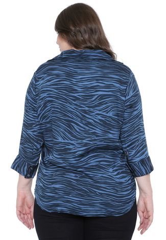 Blusa Gris Plus Zebra Azul