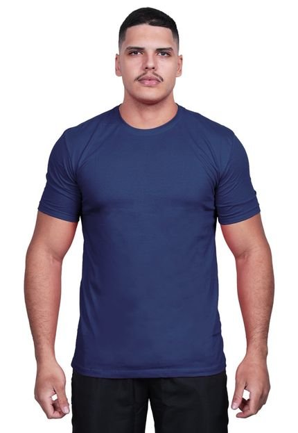 Camiseta Básica Masculina Slim Algodão Techmalhas Azul Marinho - Marca TECHMALHAS