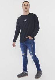Jeans Hombre Super Skinny Fit Azul Roturas Corona