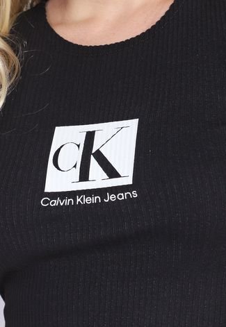 Vestido Calvin Klein Jeans Curto Off Shoulders Preto
