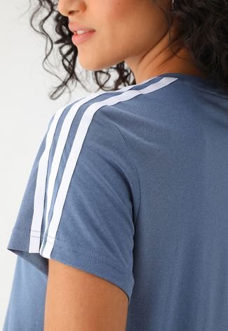 Camiseta adidas Performance Reta 3 Stripes Azul