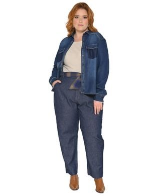 Camisa Feminina Jeans Plus Size Azul Razon Jeans
