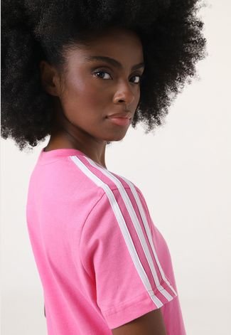 Camiseta adidas originals clearance 3 stripes rosa