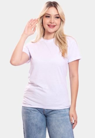 Tshirt Blusa Feminina Lisa Estampada Manga Curta Camiseta Camisa Branco