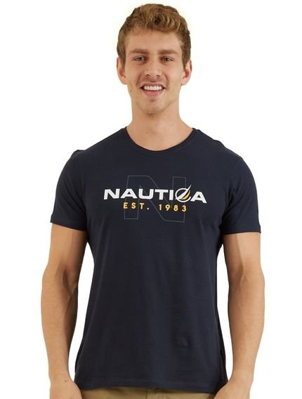 Camiseta Nautica Masculina Outline N Est. 1983 Azul Marinho - Marca Nautica