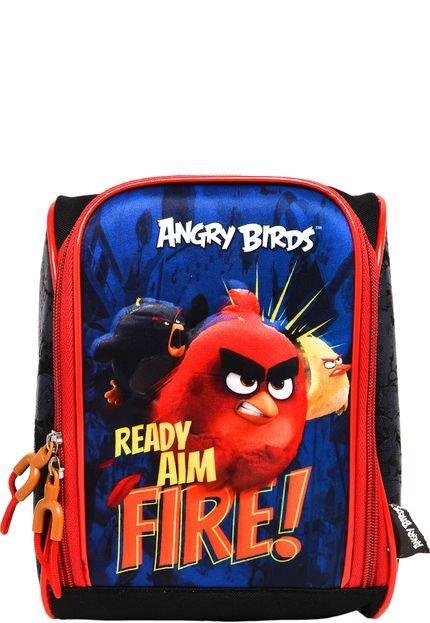 Lancheira Santino 3D Angry Birds Preta/Vermelha - Marca Santino