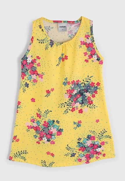 Vestido Rovitex Infantil Floral Amarelo - Marca Rovitex