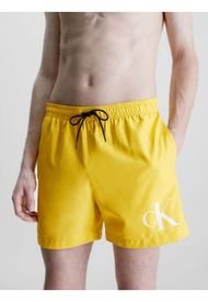 Bañador De Largo Medio Con Cordón Ck Monogram Hombre Amarillo Calvin Klein