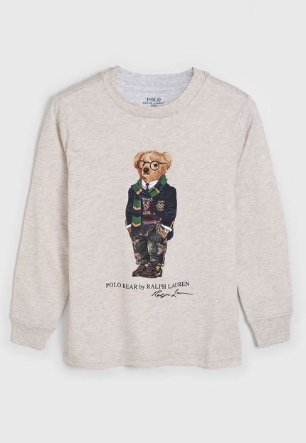 Camiseta Polo Ralph Lauren Infantil Urso Cinza - Marca Polo Ralph Lauren