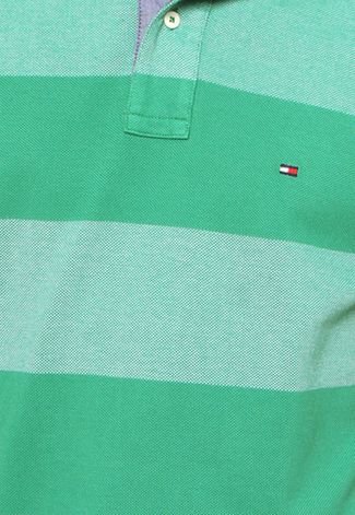 Camisa Polo Tommy Hilfiger Piquet Contrastantes Verde/Branca