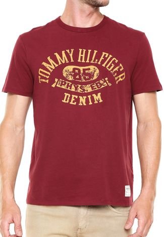 Camiseta Tommy Hilfiger Estampada Vinho