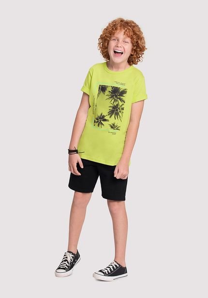 Conjunto Infantil com Camiseta Coqueiros e Bermuda - Marca Alakazoo