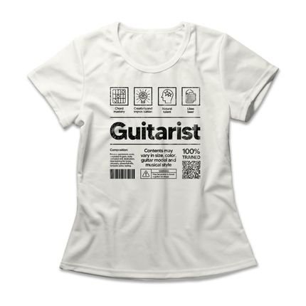 Camiseta Feminina Guitarist - Off White - Marca Studio Geek 