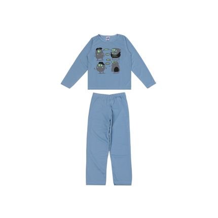 Peças de Roupas Pijama Azul Monstro Infantil/Juvenil Masculino Camisas Manga Q/ Brilha no Escuro - Marca CFAstore