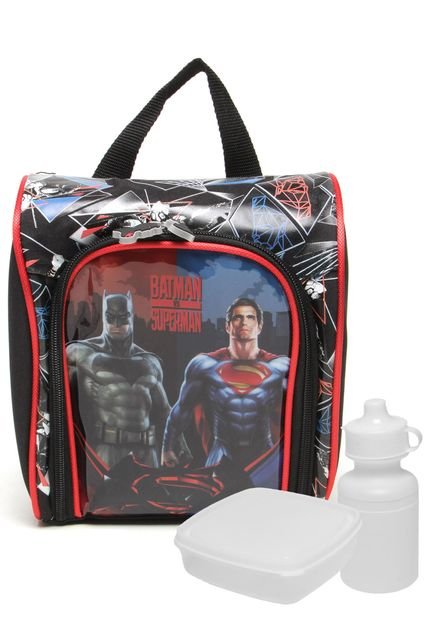 Lancheira Luxcel Infantil Batman Vs Superman Preta/Vermelha - Marca Luxcel