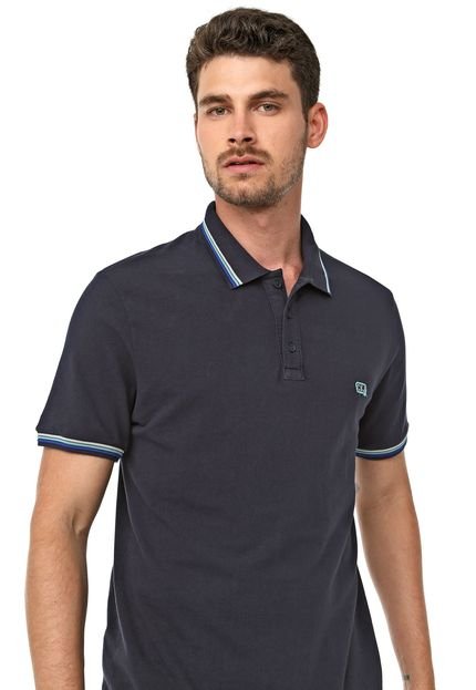 Camisa Polo Calvin Klein Jeans Reta Frisos Azul-marinho - Marca Calvin Klein Jeans