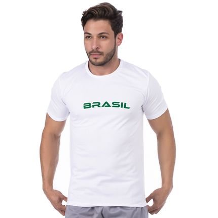 Camiseta Masculina Dry Fit Brasil Copa Branca-verde Blue - Marca Polo State