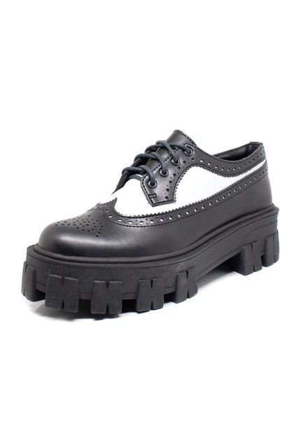 Sapato Oxford Tratorado Estilo Veggie Rolly Preto/Branco - Marca ESTILO VEGGIE SHOES